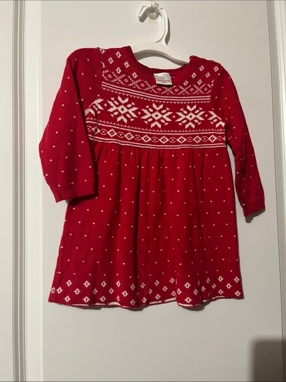 Hanna Andersson Red Fair Isle Knit Dress